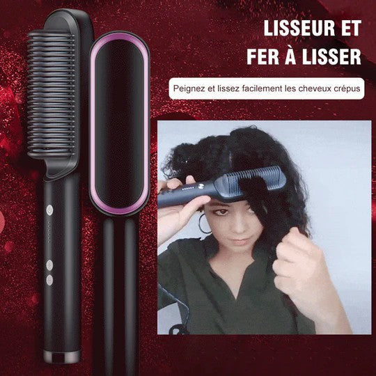 Peigne à Lisser à Ions Négatifs 2 en 1 pour cheveux crépus, frisés, perruques et barbes (EN PROMOTION - Stock très limité)